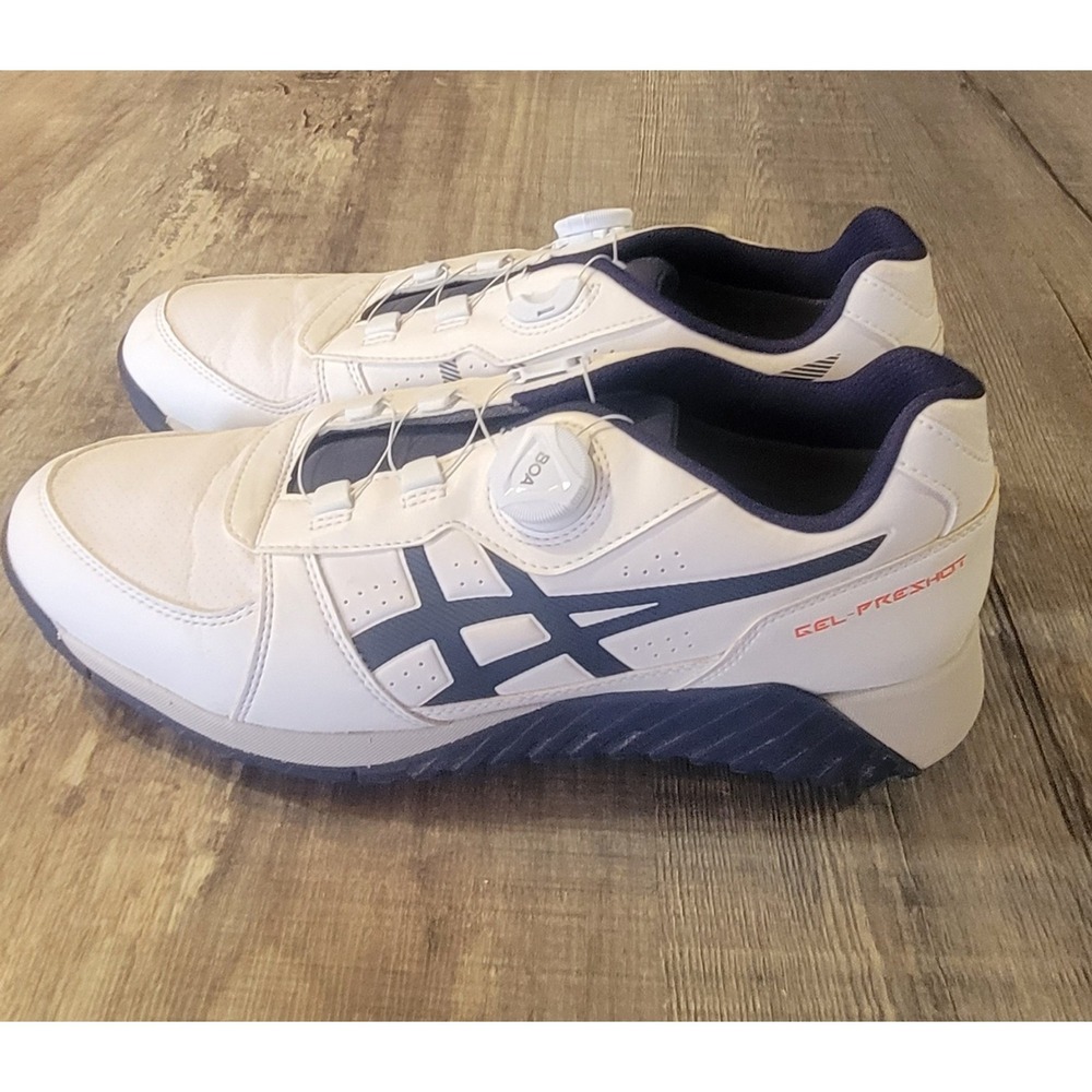 Asics Gel-Preshot Boa Laces Mens 9.5 Golf Shoes 1113A003 White Blue Orange EUC - Picture 15 of 15